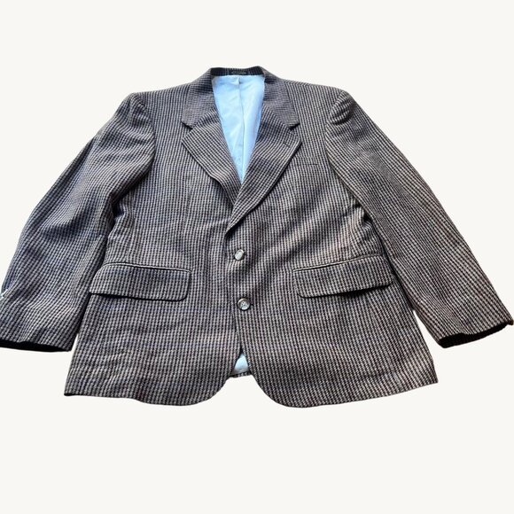 OSCAR DE LA RENTA Size 40S Tan Plaid Two Button Notch Neck Sports Coat Blazer - Picture 1 of 10